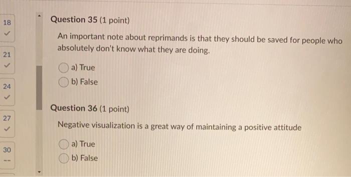 Question 35 (1 point) 18 An important note about