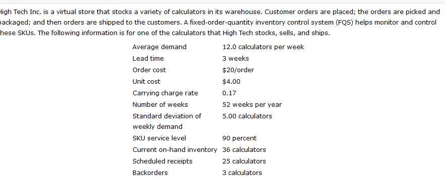 High Tech Inc. is a virtual store that stocks a