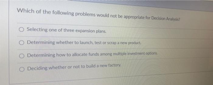 thanks Which of the following problems would not