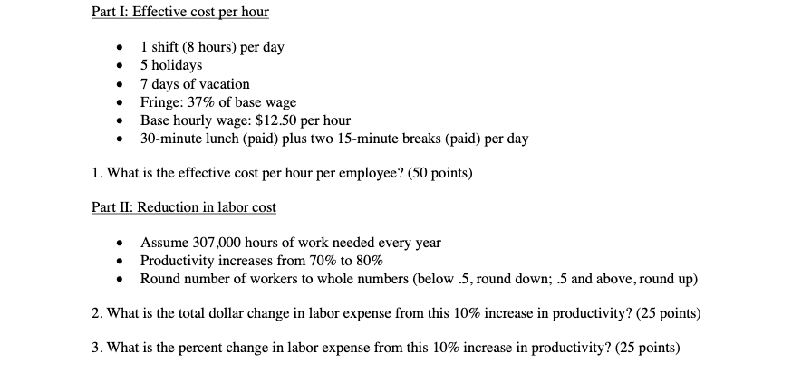 PLEASE SHOW WORK WITH CALCULATIONS, THANKS. Part