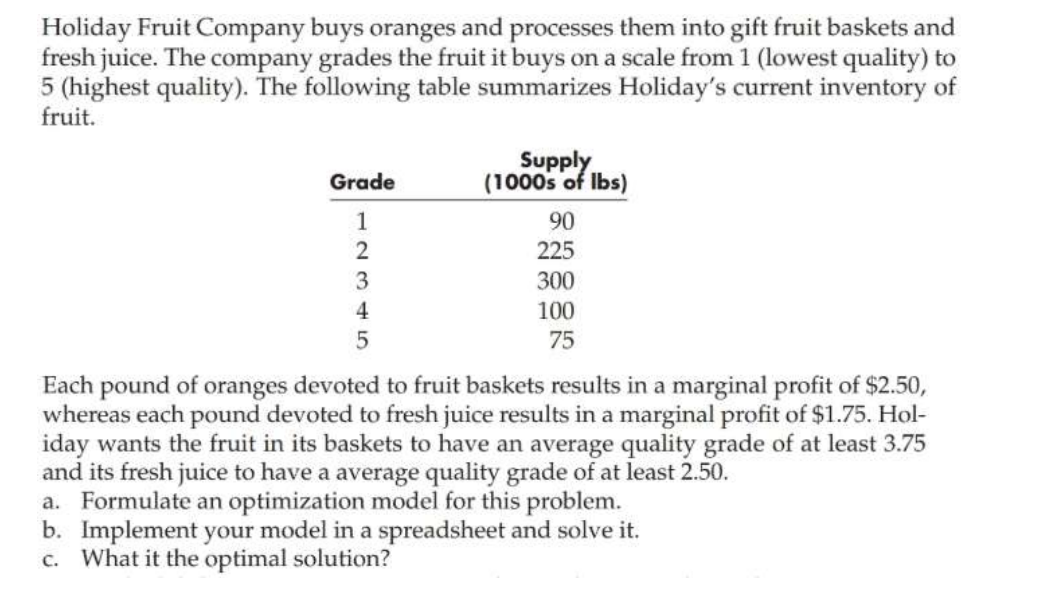 How can I solve this in excel? Holiday Fruit