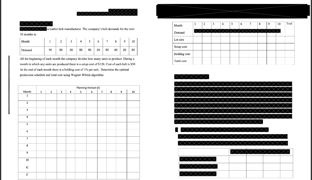 1 2 3 4 5 6 7 8 9 10 Total Month XXX a leather