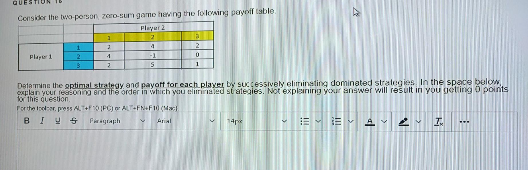 QUES Consider the two-person, zero-sum game