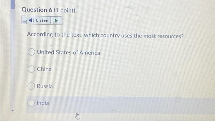 Question 5 (1 point) 4) Listen Population density