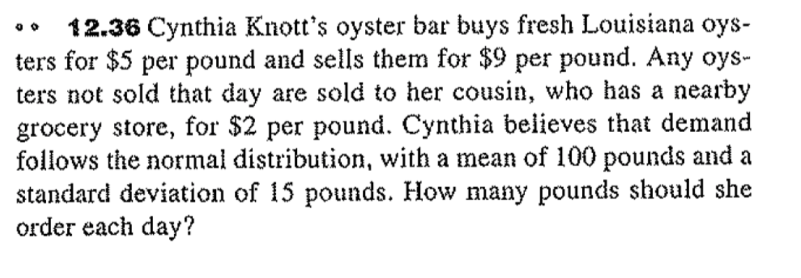 12.36 Cynthia Knott's oyster bar buys fresh