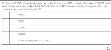Xin Co. had 3.000 units of work in process on