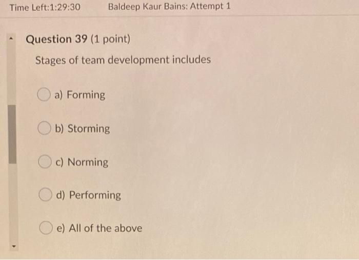 Time Left:1:29:30 Baldeep Kaur Bains: Attempt 1