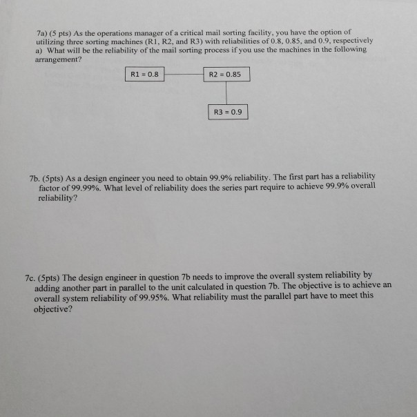 please show work 7a) (5 pts) As the operations