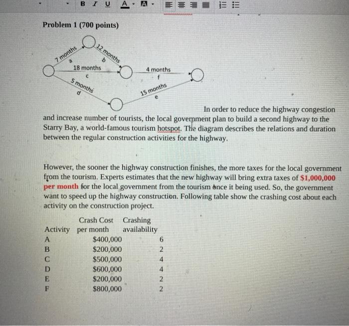 B A. A EEE Problem 1 (700 points) 12 months 7