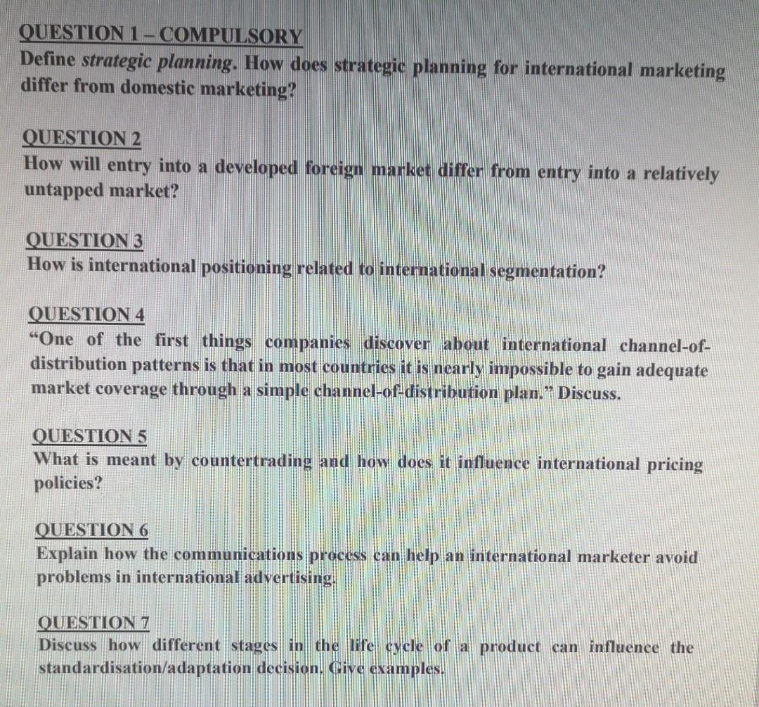 QUESTION 1-COMPULSORY Define strategic planning.