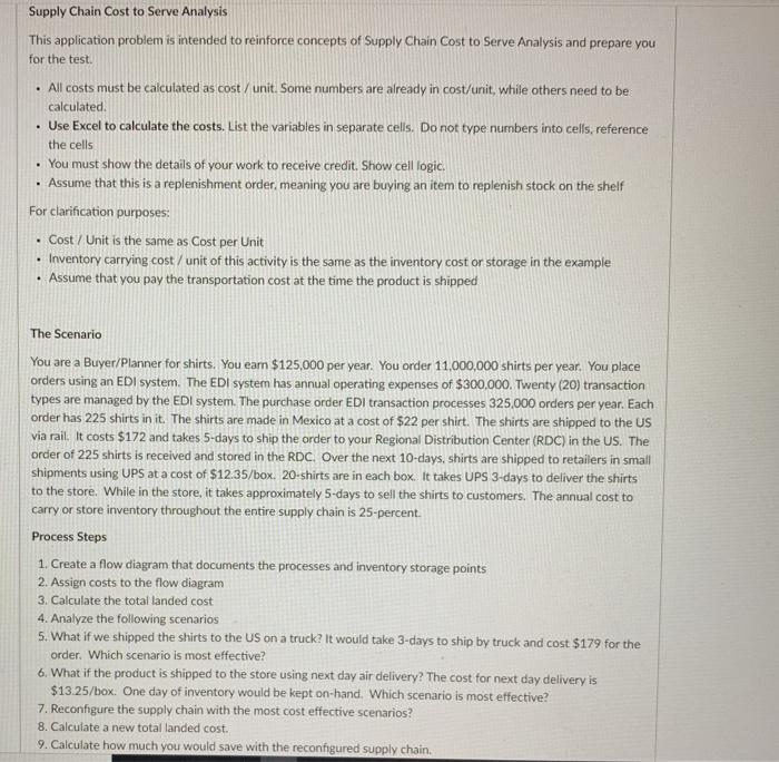 . Supply Chain Cost to Serve Analysis This