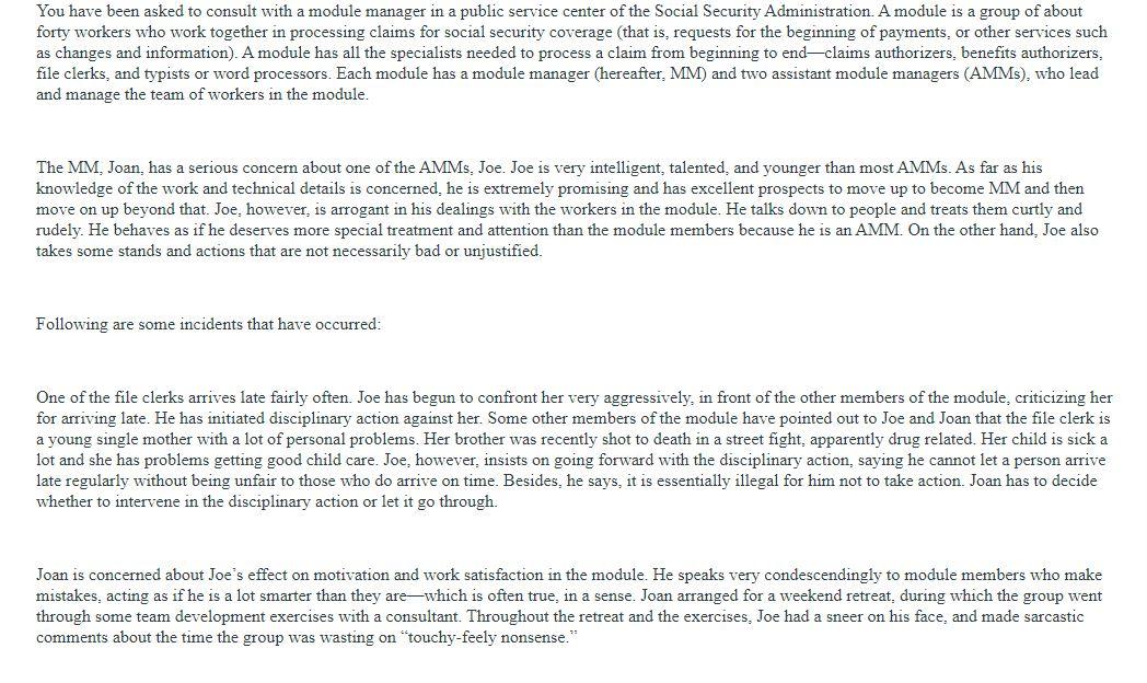 You have been asked to consult with a module