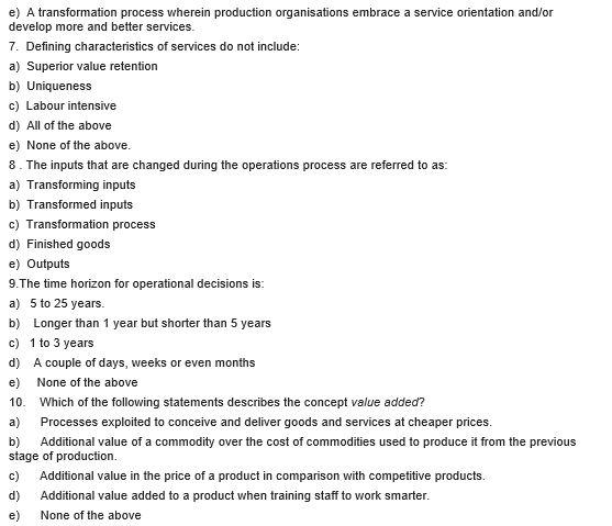 QUESTION 1 MARKS: 10 Multiple Choice Answer the