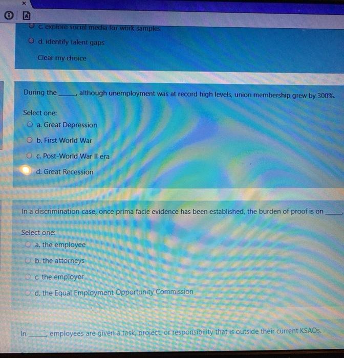 O c. explore social media for work samples Od