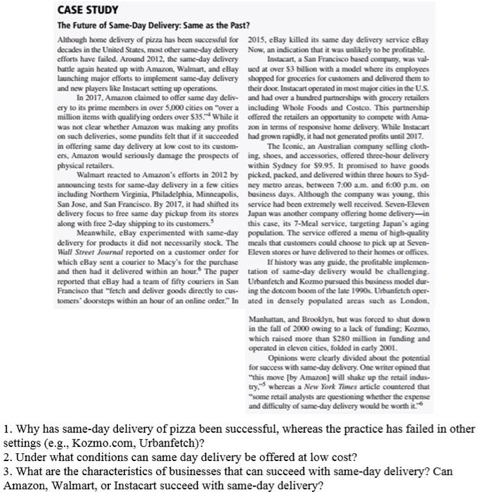 CASE STUDY The Future of Same-Day Delivery: Same