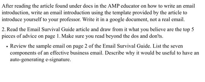 plz answer write an email introduction, write an