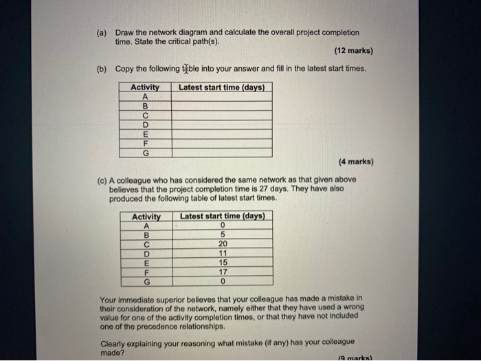 (5 marks) 8. A company is planning a small