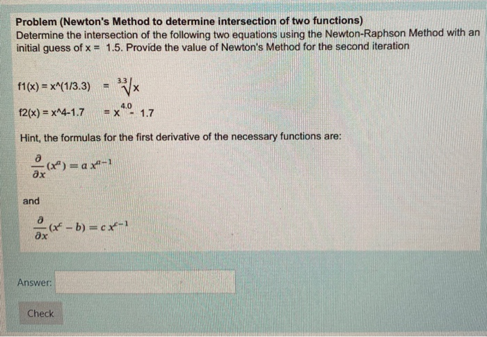 Problem (Newton's Method to determine