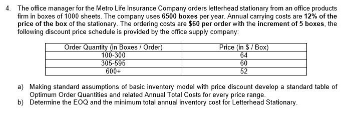 4. The office manager for the Metro Life