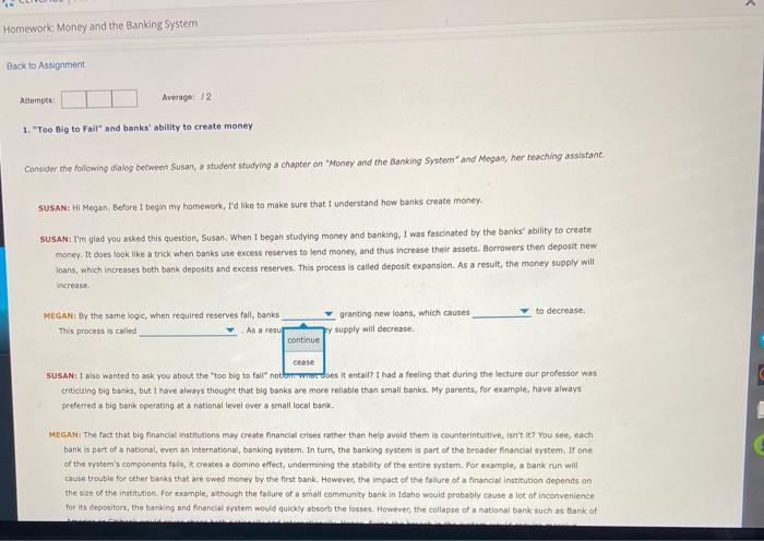 < Homework: Money and the Banking System Back to