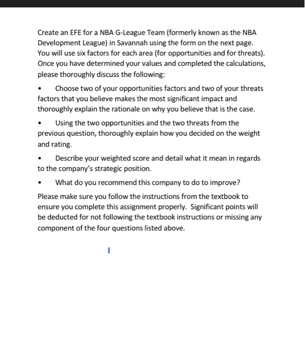 Create an EFE for a NBA G-League Team (formerly