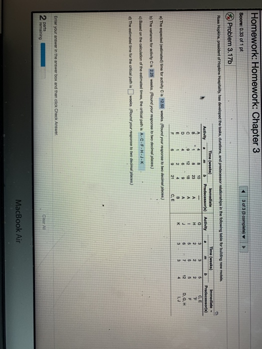 Homework: Homework: Chapter 3 3 of 3 (3