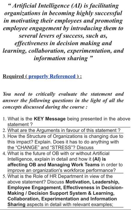 just 4 and 5 "Artificial Intelligence (AI) is