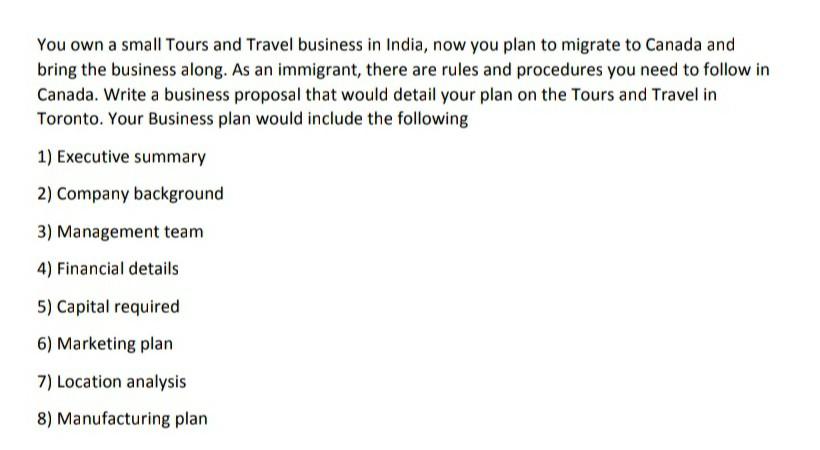 You own a small Tours and Travel business in