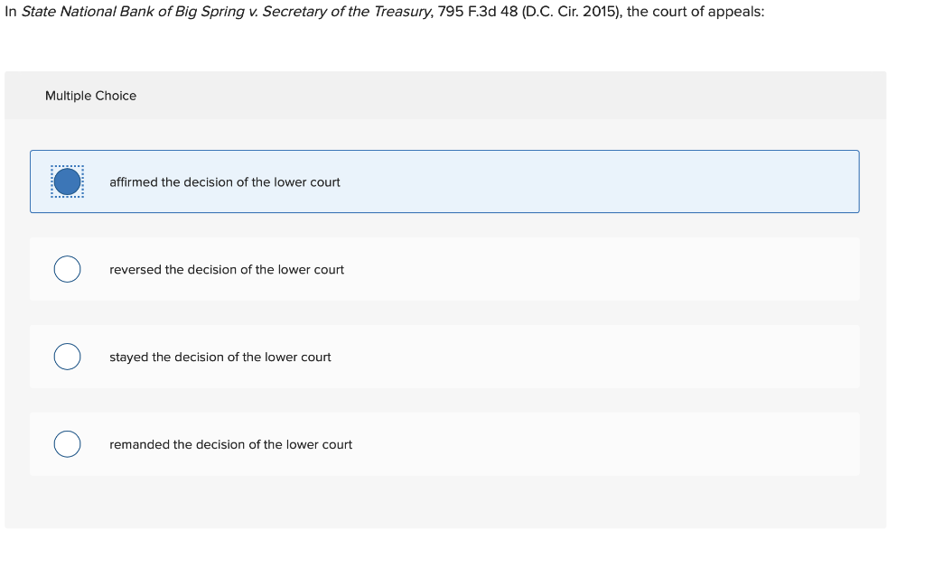 In State National Bank of Big Spring v. Secretary