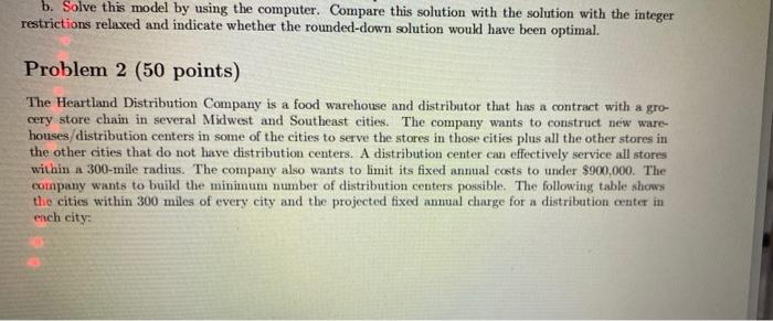b. Solve this model by using the computer.