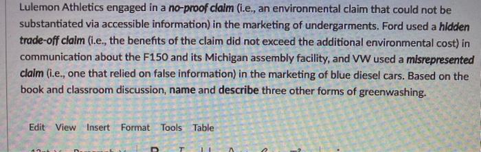Lulemon Athletics engaged in a no-proof claim