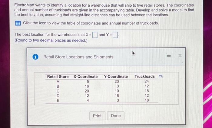 ElectroMart wants to identify a location for a