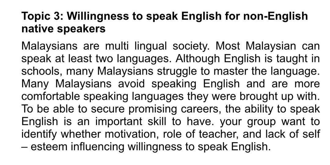 DV is Willingness to speak English IV is