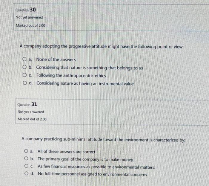 Question 30 Not yet answered Marked out of 2.00 A