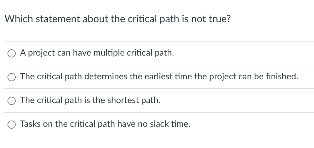 Which statement about the critical path is not