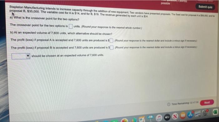 DOM Submit Quil Stapleton Manufacturing intends