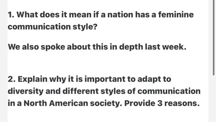 1. What does it mean if a nation has a feminine