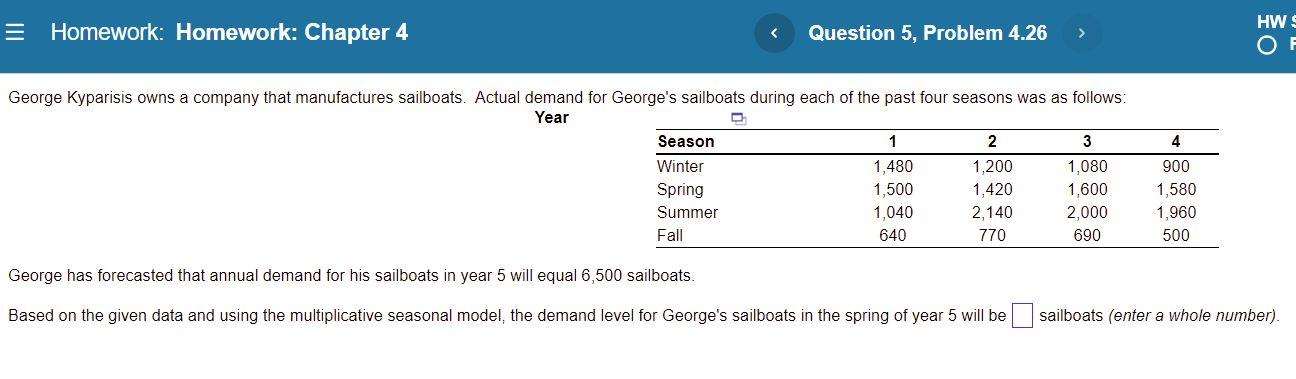 Homework: Homework: Chapter 4 Question 5, Problem