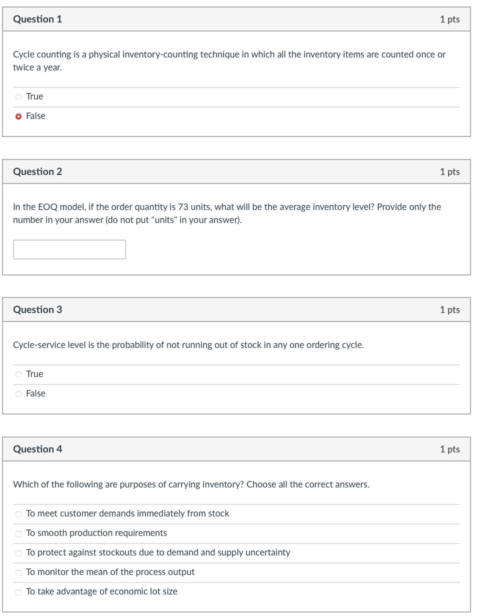 Cycle counting is a physical inventory-counting