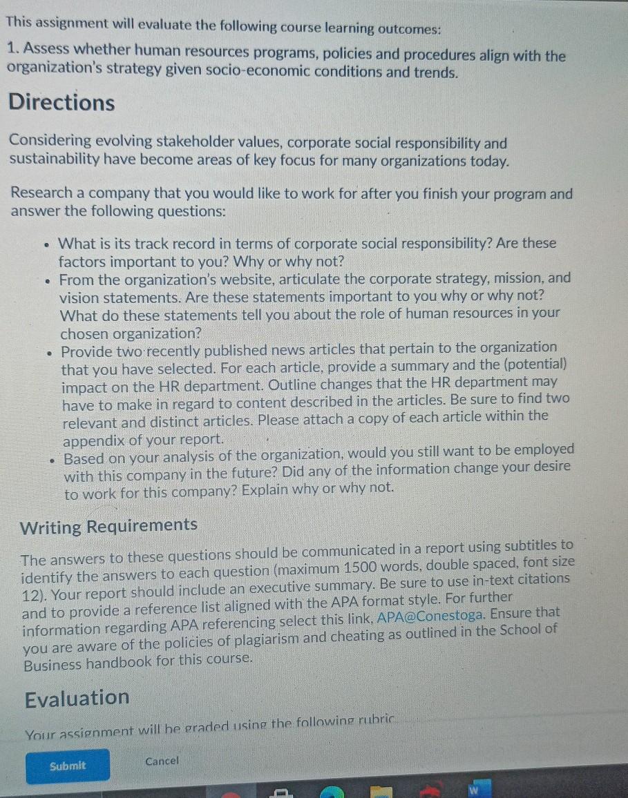 need urgently This assignment will evaluate the