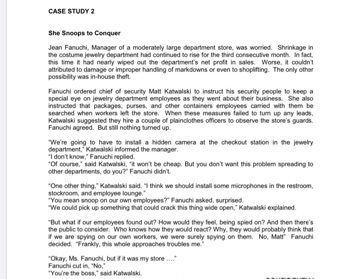 CASE STUDY 2 She Snoops to Conquer Jean Fanuchi,