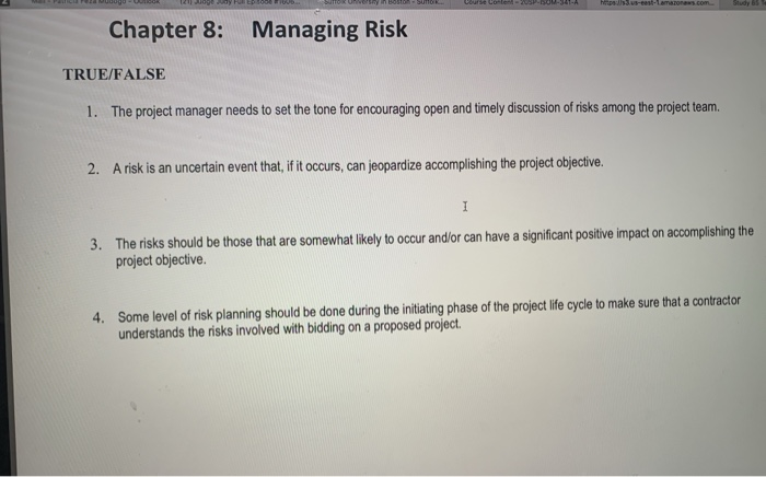 it is a project management question Chapter 8: