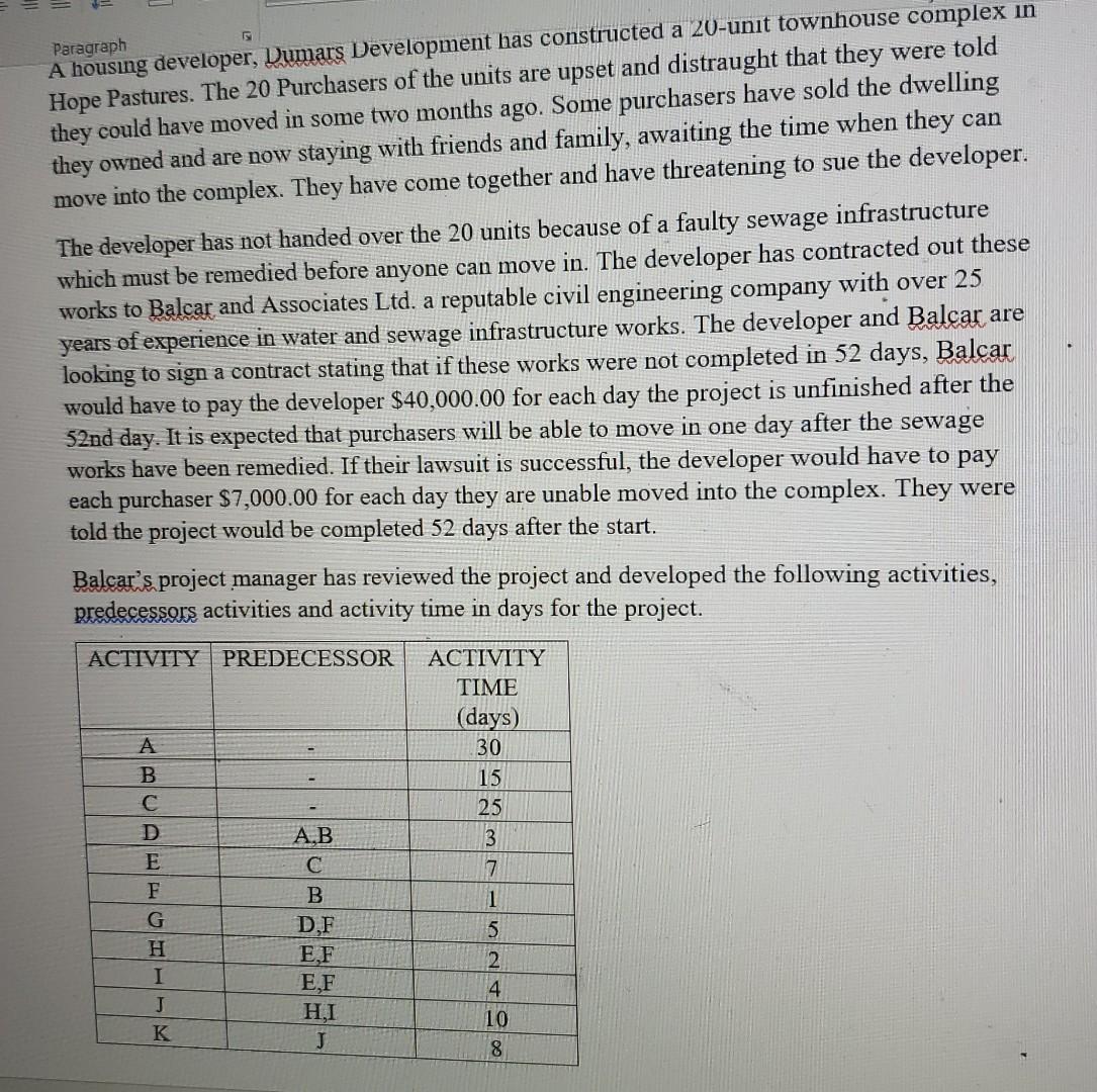 decision science Paragraph A housing developer,