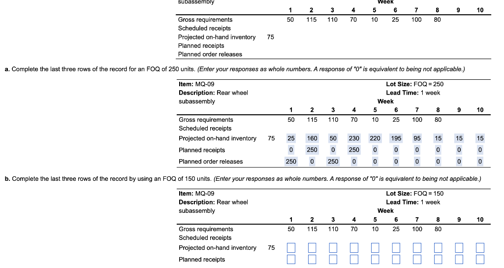 subassembly Week 5 6 1 2 3 4 7 9 10 8 80 50 115