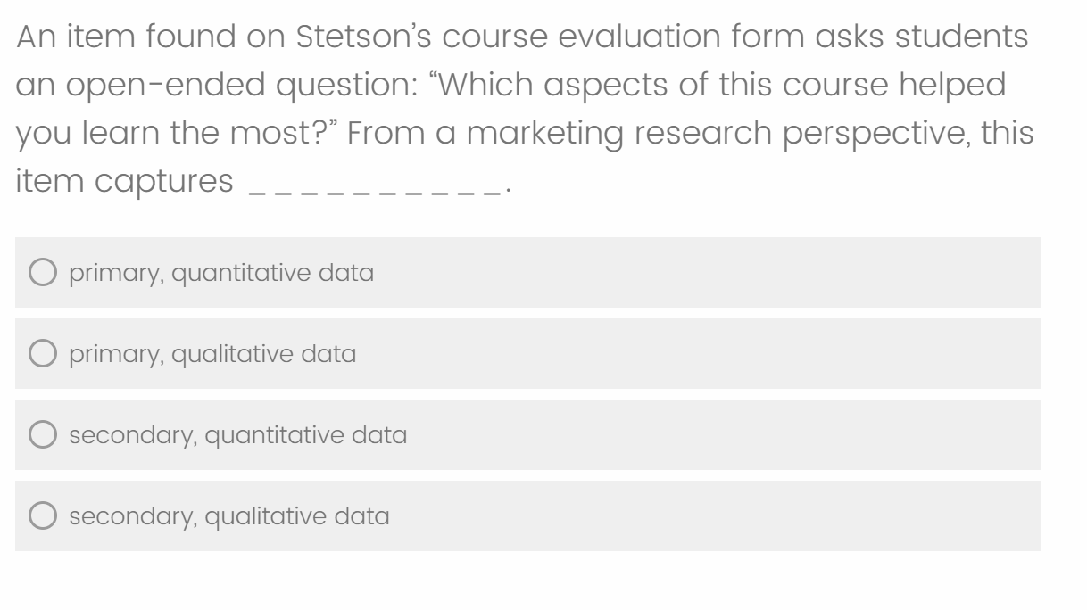 An item found on Stetson's course evaluation form