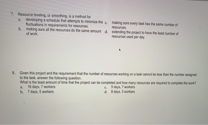it a project management question 7. Resource