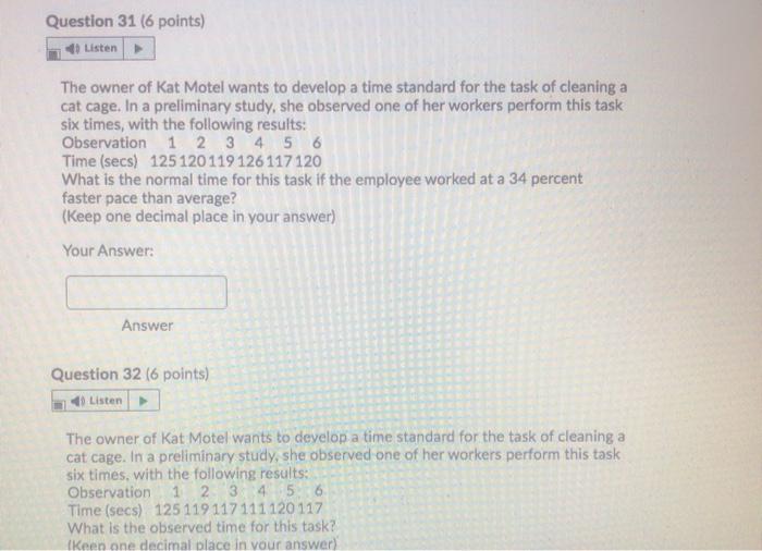 31 abd 32 :) Question 31 (6 points) Listen The