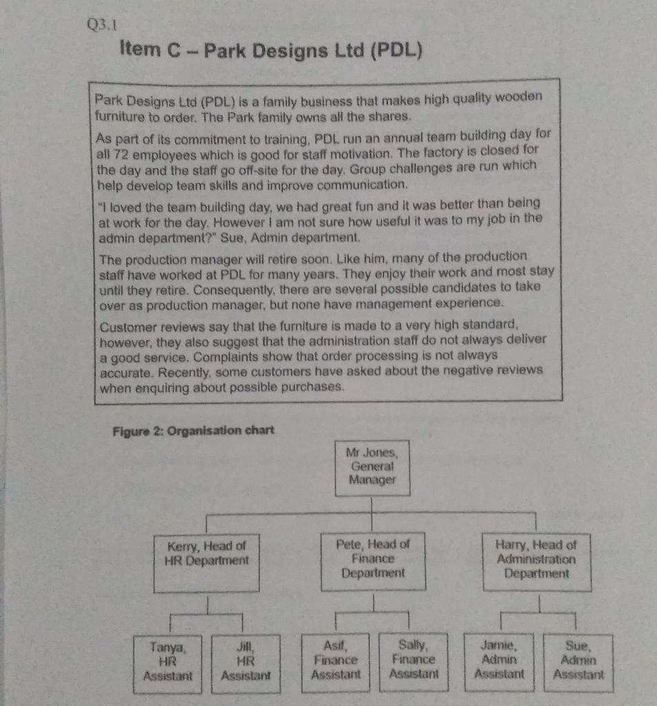 1 a using example from the organisation chart of