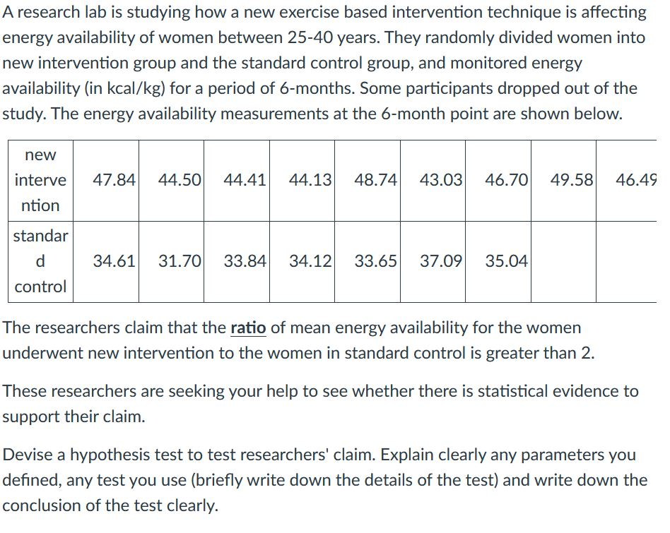 A research lab is studying how a new exercise