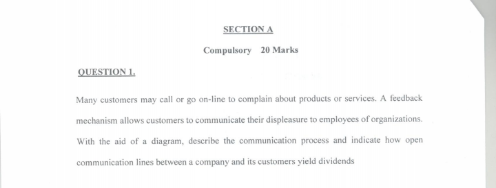 SECTION A Compulsory 20 Marks QUESTION 1. Many